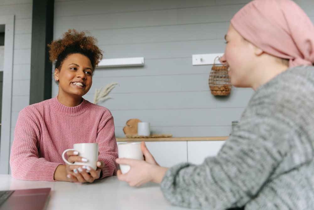 Two people having a serious conversation