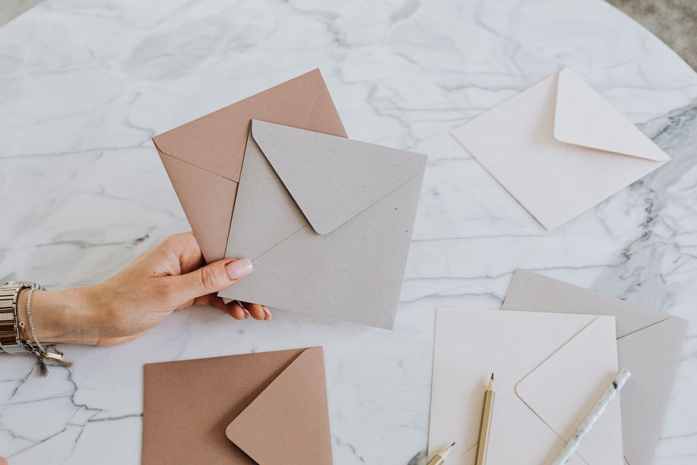 Envelopes and letters in the post