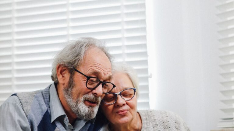 Retired couple spending time together at home