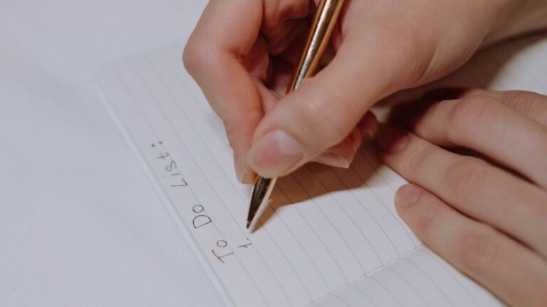Goals written in a notebook