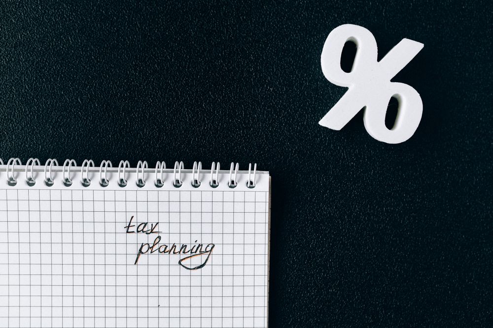 Notebook and charts used for financial planning