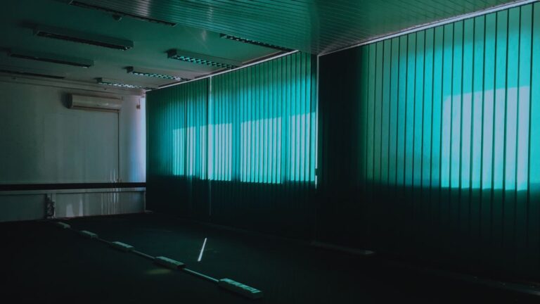 Empty office desks after job losses