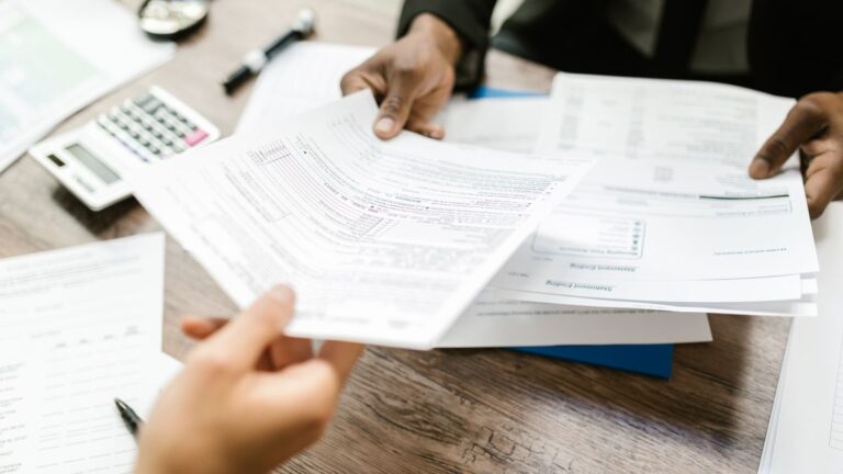 Tax paperwork on a desk