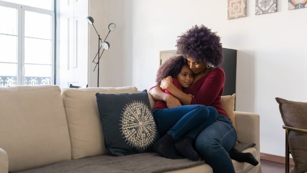 Single parent at home with a child