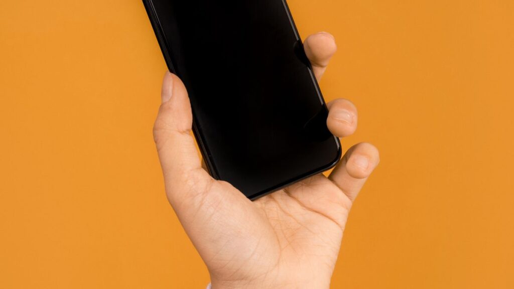 Hand holding a smartphone to arrange fast cash